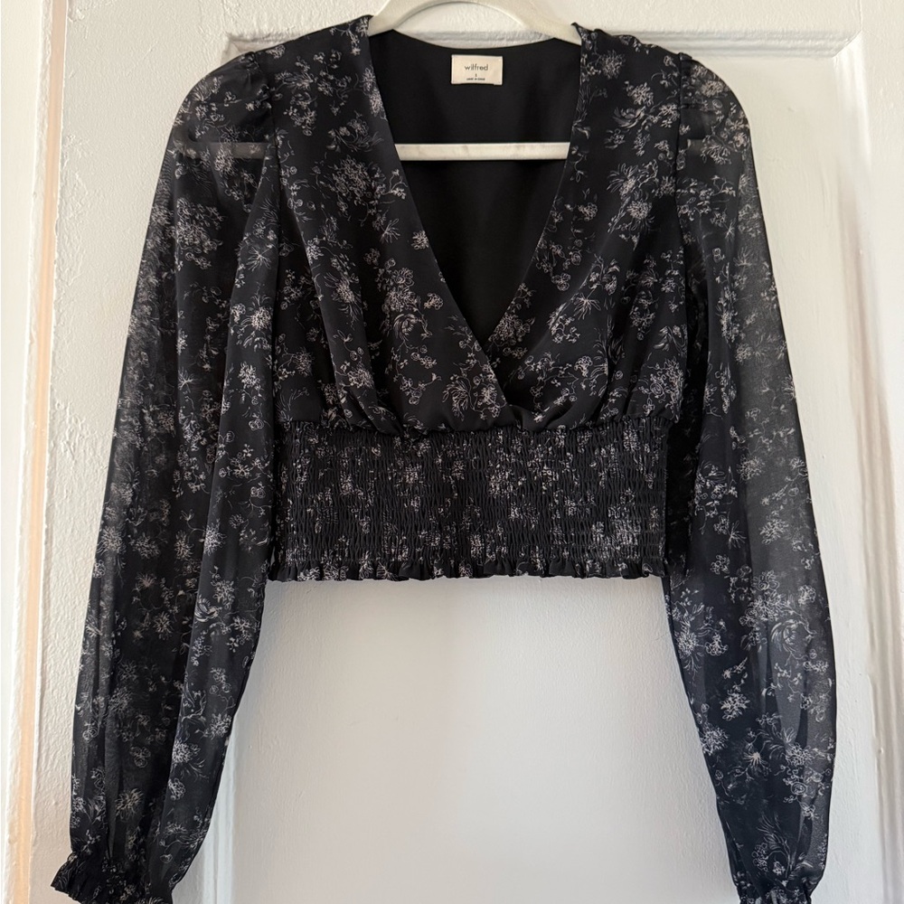 Wilfred by Aritzia Black Floral Women's Top